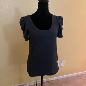 Elegant Charcoal Puff Sleeve Top
